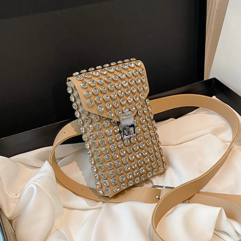 Mini telefono borsa da donna Trend 2024 nuova borsa a tracolla con diamanti retrò alla moda marsupio borsa a tracolla di lusso di alta qualità da donna