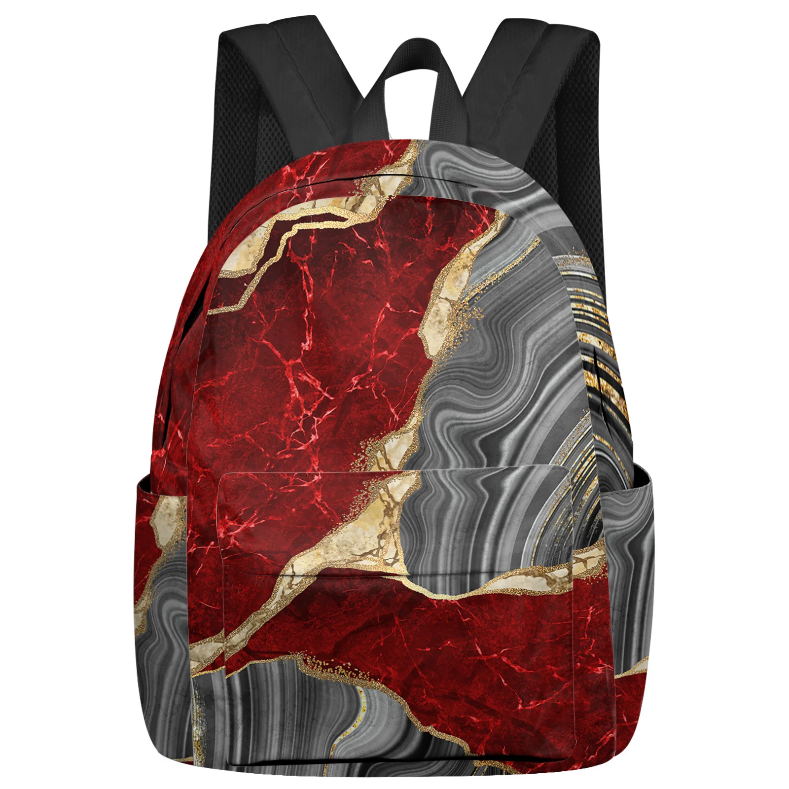 

Red Marble Texture Backpacks Student Casual Travel Large Handbags High Capacity Schoolbag Teenager Bookbag