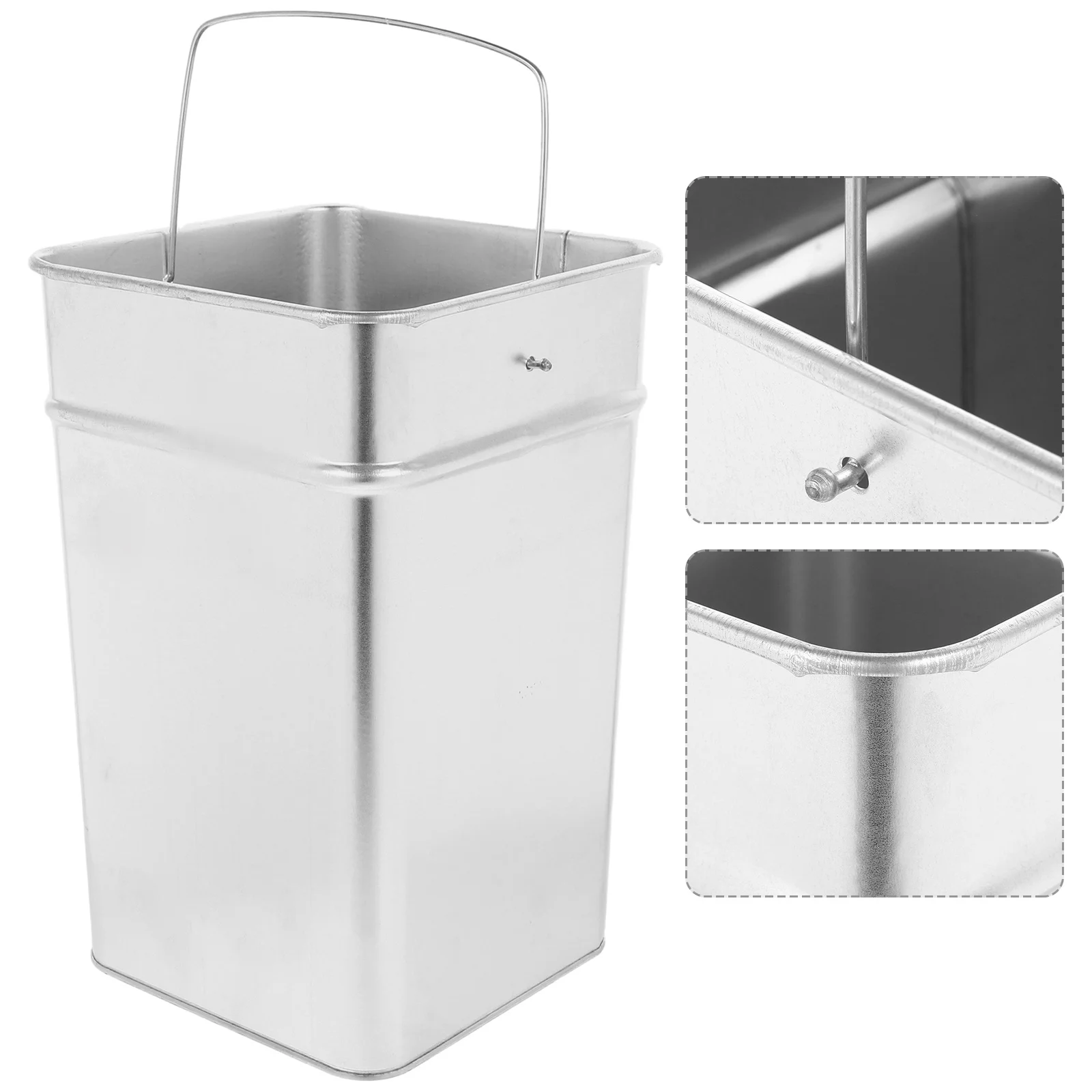

Large Stainless Steel Garbage Bucket Rustproof Metal Trash Can with Carry Handle for Home Garden Outdoor Kitchen Use