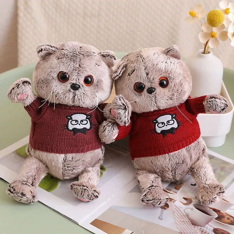 Basik Cat Basic Gray Cats Plush Toys Kitten Dolls Children Pillow Stuffed Toys Enfant Plushies Birthday Gifts for Kids