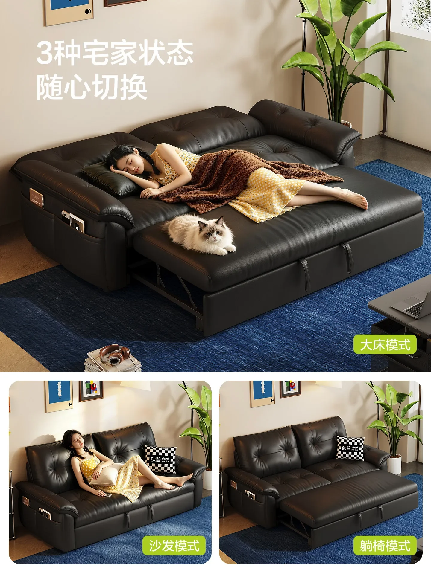 CZX folding integrated dual-purpose small apartment living room sofa bed that can sleep for a long time