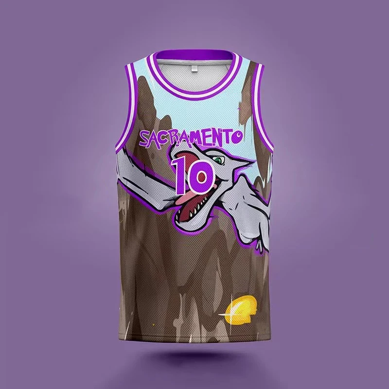 2024 Summer Children Men Sleeveless Jersey Child Cute Pokémo-n 3D Print Fashion T-shirt Kids Trend Tops Mesh Boy Girl Sportswear