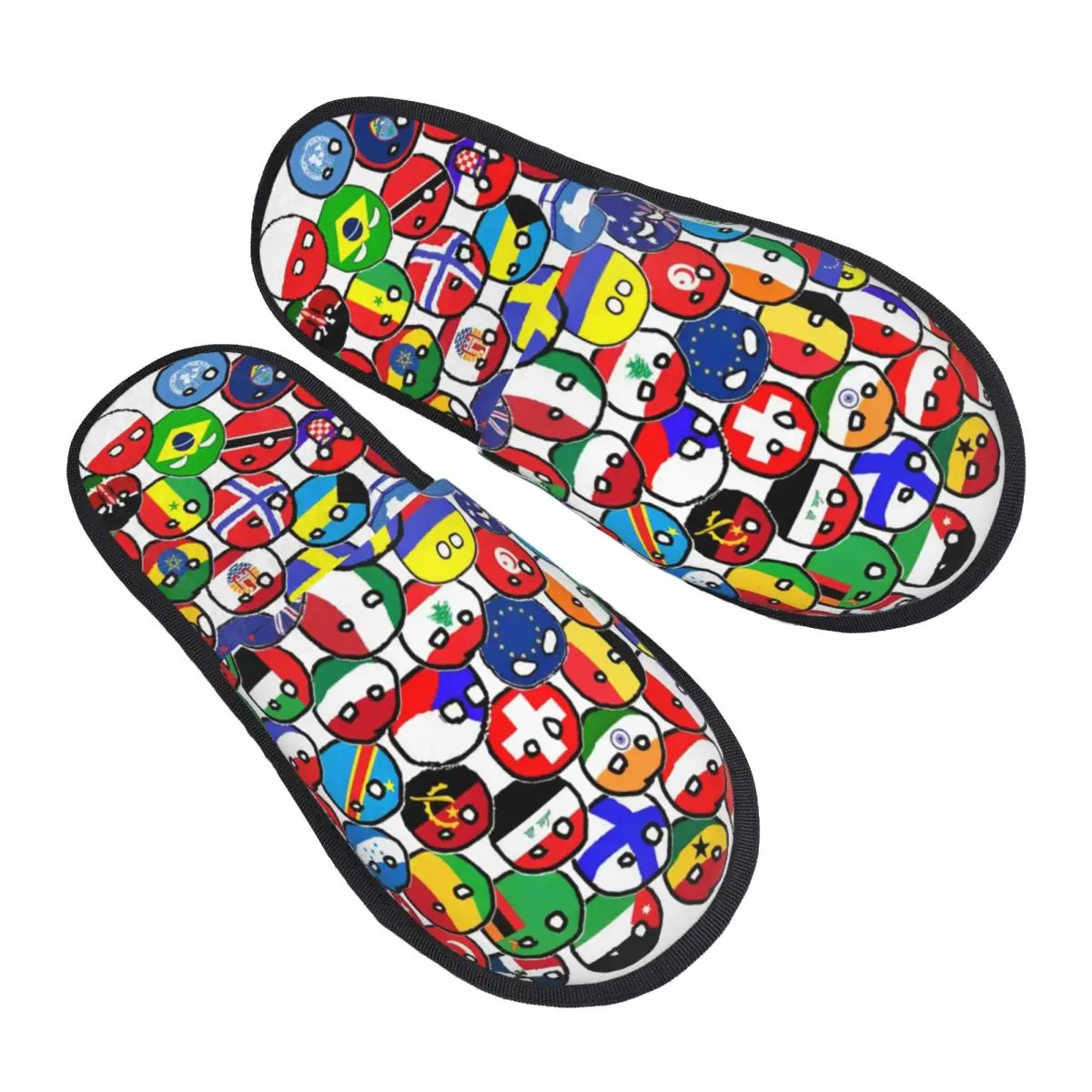 Countryball Cartoon Winter House Slippers Bedroom Countries Earth Cute Soft Memory Foam Slippers Anti Slip