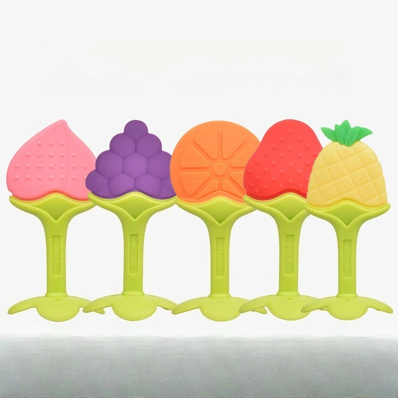 Baby Maternal Infants Young Children Dental Glue Baby Silicone Teething Sticks Three-dimensional Fruit Biting Rubber Strawberry