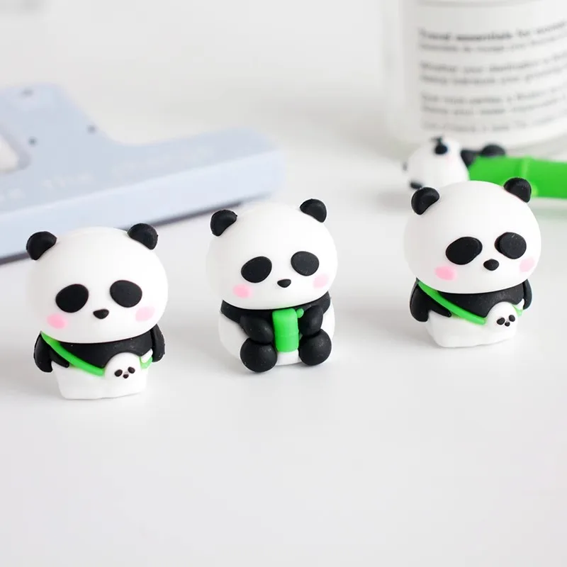 Cute Mini Panda Pencil Sharpener Silicone Single Hole Wooden Pencil Cutter for School Kids Korean Stationery Office Supplies