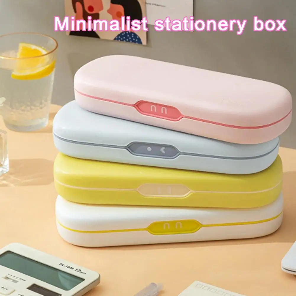 Space-saving Pencil Box with Dustproof Lid Double Layer Design Lightweight Portable Pen Case School Supplies Organizer