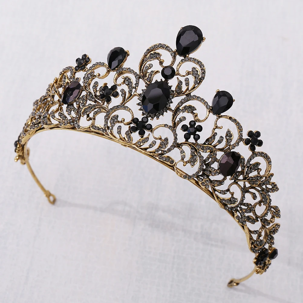 

1pc Alloy Tiara For Women Rhinestone Crown Hair Accessories Bridal Headband Party Wedding Decoration Headdress Black
