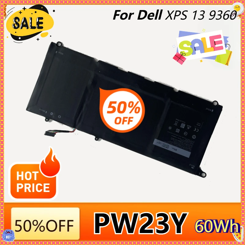 بطارية كمبيوتر محمول PW23Y 7.6 فولت 60Wh لسلسلة DELL XPS 13 9360 RNP72 TP1GT P54G بطارية بديلة عالية الأداء Bateria 7.6 فولت #1