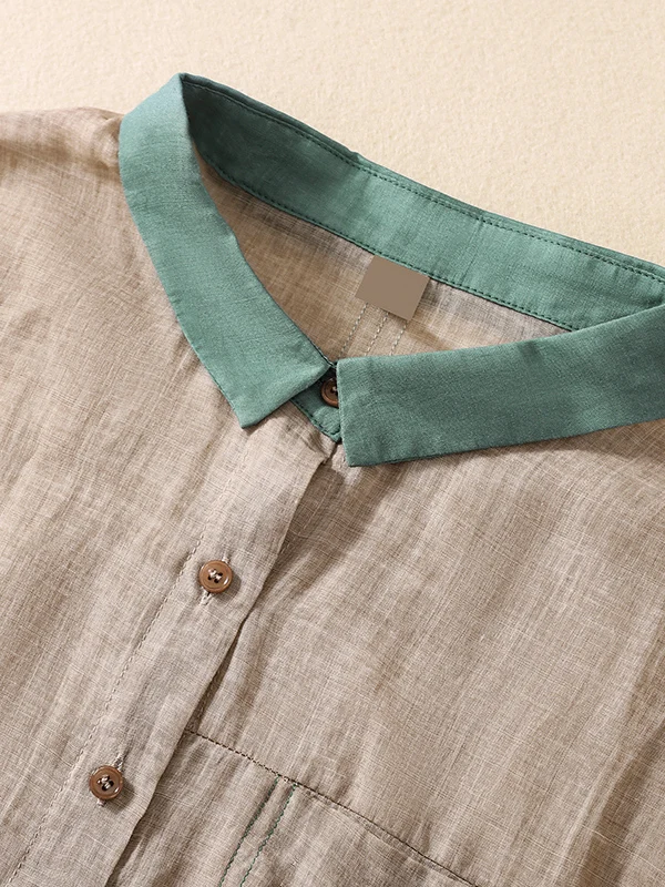 2025 Autunno Nuovo Coreano Sle Pendolarismo Han Han Lino irt Donne Artistico Retro Allentato Lungo Sve Top Tessuto Sottile Traspirante