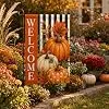 Fall Pumpkin Welcome Garden Flag 12x18 Inch Double Sided Burlap, Fall Yard Lawn Pumpkins Flag for Outside Decoration, Featur jjp