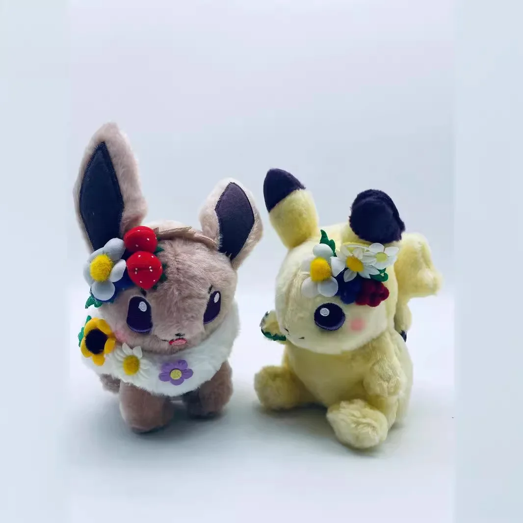 Limited Stock •Japanese Pichu Eevee Spring Festival Easter Wreath Wear Flower  Doll Children Birthday Gifts Holiday for Friends