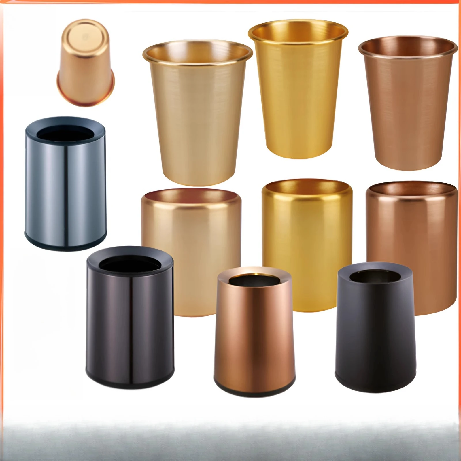

Aluminum alloy conical room bucket Hotel room trash can Round uncovered KTV trash storage tank