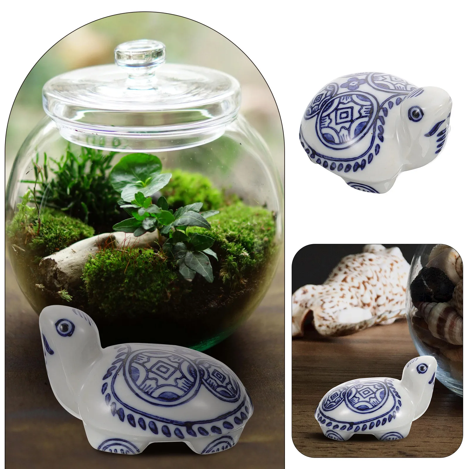 

2Pcs Floating Aquarium Animal Crafts Ceramic Turtle Statue Adorable Fish Tank Decor Aquarium Ornament Decoration