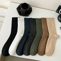 Summer Spring Mens Socks Casual Fashion Black White Gray Socks Men Business Male Knitting Cotton Elastic Long Office Socks Gift