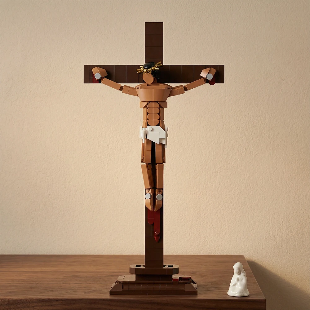 クリエイティブなイエス文化の組み立てブロックモデルMOCキリスト教十字架ビルディングブロック装飾大人向けギフトミニデスクトップオーナメント