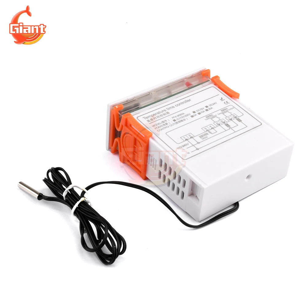 AC110-220V DC12V/24V Digital Temperature Controller Dual Display Heating Cooling Regulator Thermostat Temperature Control Sensor
