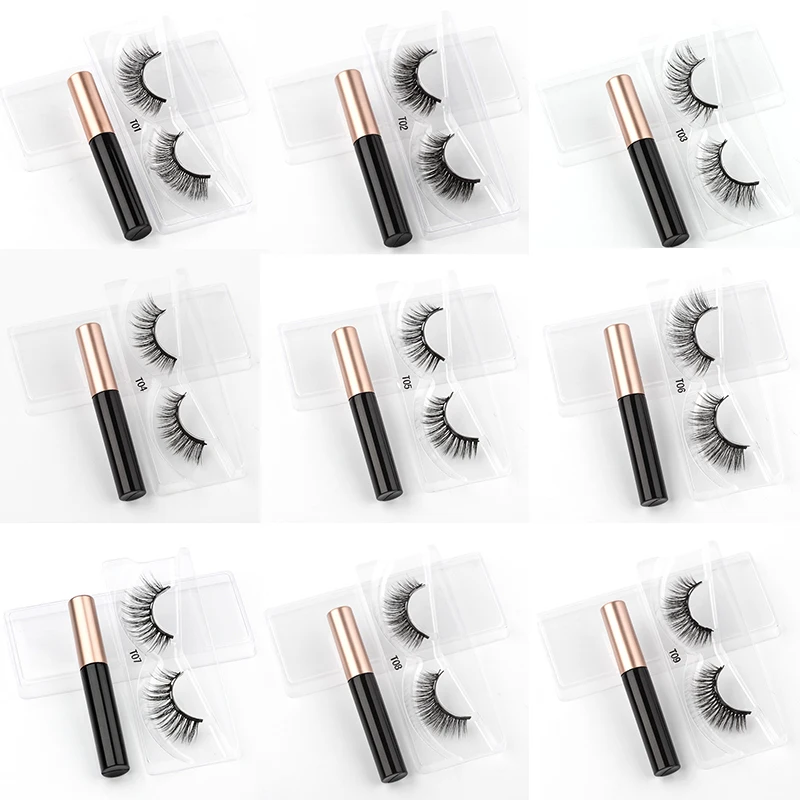 1 paar Magnetische Wimpern Mix Stil 3D Falsche Wimpern Wasserdicht Flüssigen Eyeliner Set Wimpern Verlängerung Cilios Magnetico Make-Up Heißer