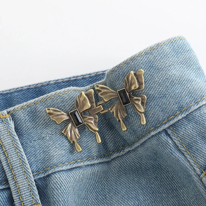 Botão de Metal Borboleta Ajustável para Jeans, Cintura Clip, Acessórios de vestuário, Costura Broche, Aperte Cintura Broches, 10Pcs