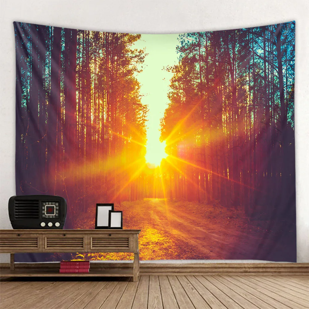 Natural landscape tapestries, sea, forest waterfalls, aesthetic decorative wall hangings, blankets, bed sheets, home murals