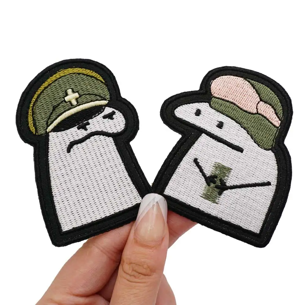 Flork Helper Commander Armed Florks Tactical Embroidery Patches with hook Backing for Backpacks Clothing military Accessories