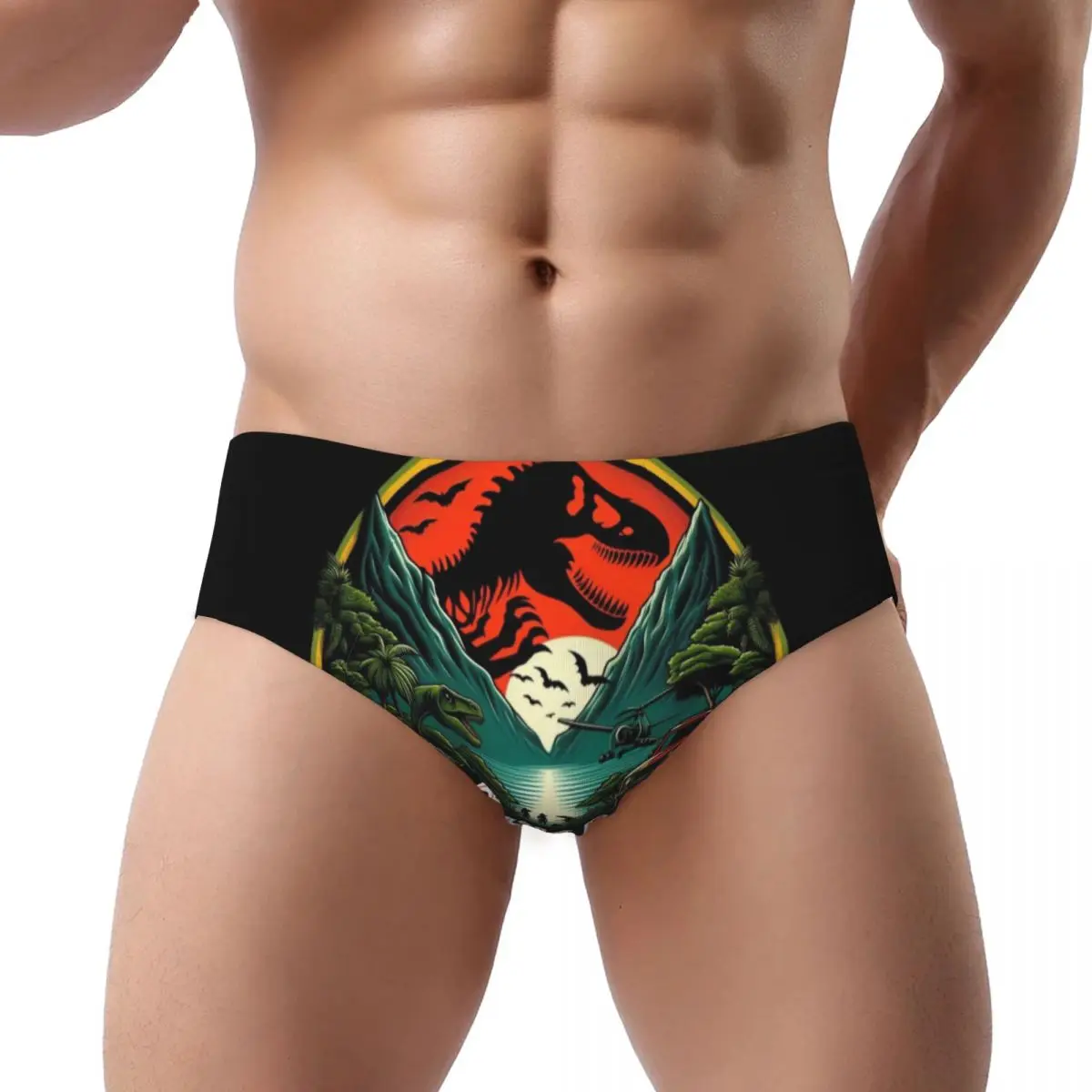

Custom Men Dinosaur Jurassic Park Horror Movie Panties Underwear Male Stretch Briefs Underpants