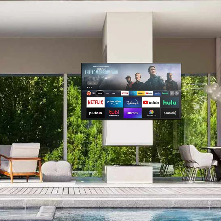 55‑85 Inch Outdoor Smart TV 4K UHD Large Screen Android Television with Built‑in WiFi for Outdoor Patio Entertainment