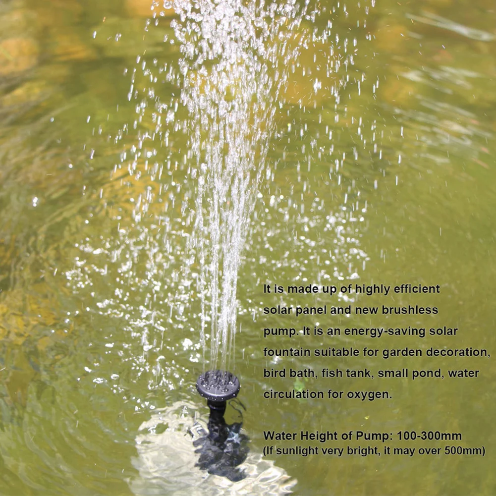 

Floating Solar Power Fountain Submersible Mini Solar-Powered Fountain Pond Pump for Bird Bathtub/Water Circulation Oxygenation