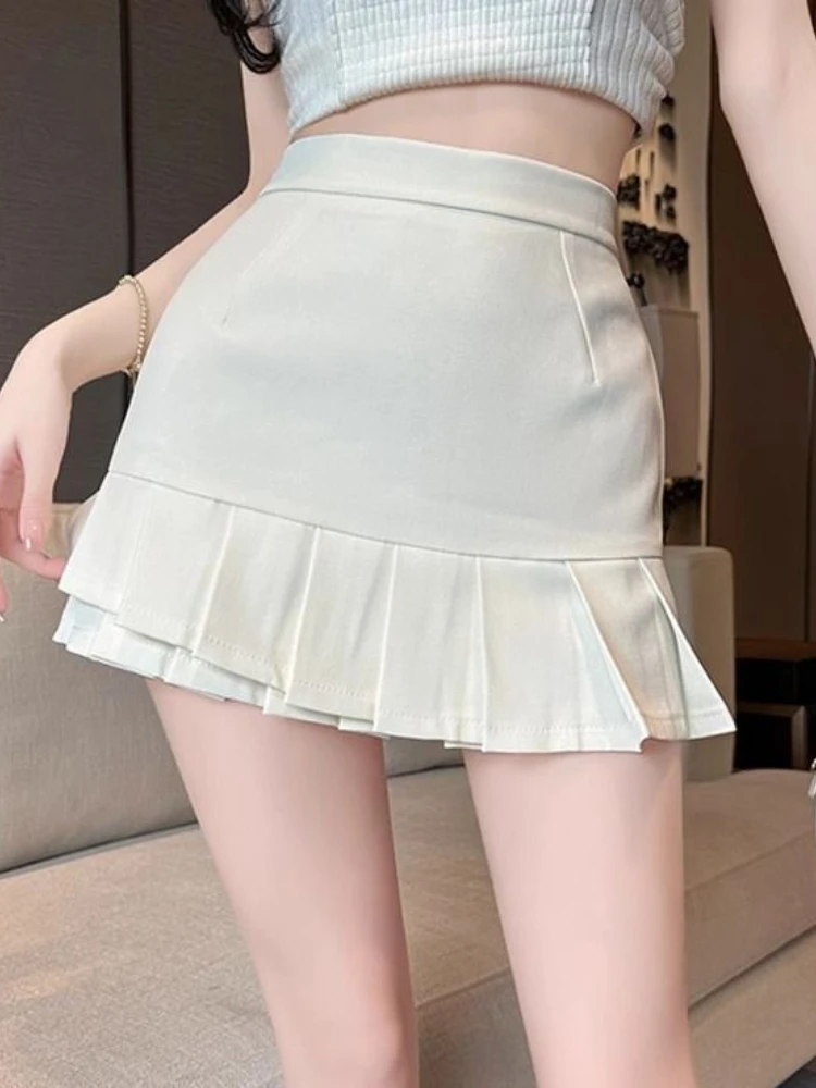 Skirts Women Summer Kawaii Simple Pleated Preppy Style Fashion Causal Mini College Girlish Night Club High Waist Sweet Feminine