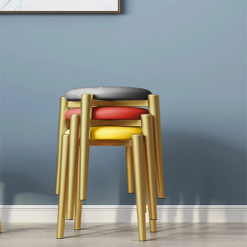 Nordic Leather Round Stool Home Light Luxury Low Stool Net Red Small Stool Fashion Simple Lazy Bench Creative Stackable