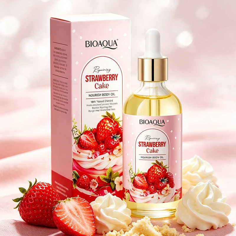Strawberry Cake Nourishing Body Oil 100ml Moisturize Skin Essence Improves Dryness Roughness Brightening Serum Body Massage Oil