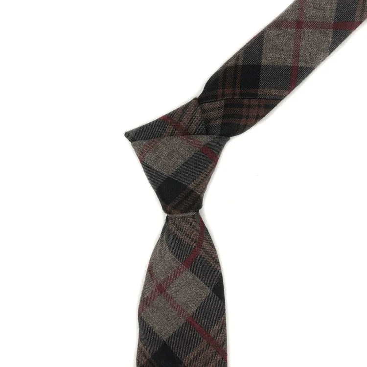 

Retro plaid gray wool tie Korean version business casual 6cm trend formal suit men's tie