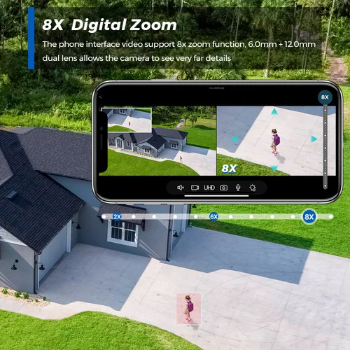 Imagen 2 del producto BESDER 12MP 6K PTZ Wifi cámara de doble lente 8X Zoom Digital AI detección humana al aire libre 8MP CCTV cámara IP protección de seguridad iCSee