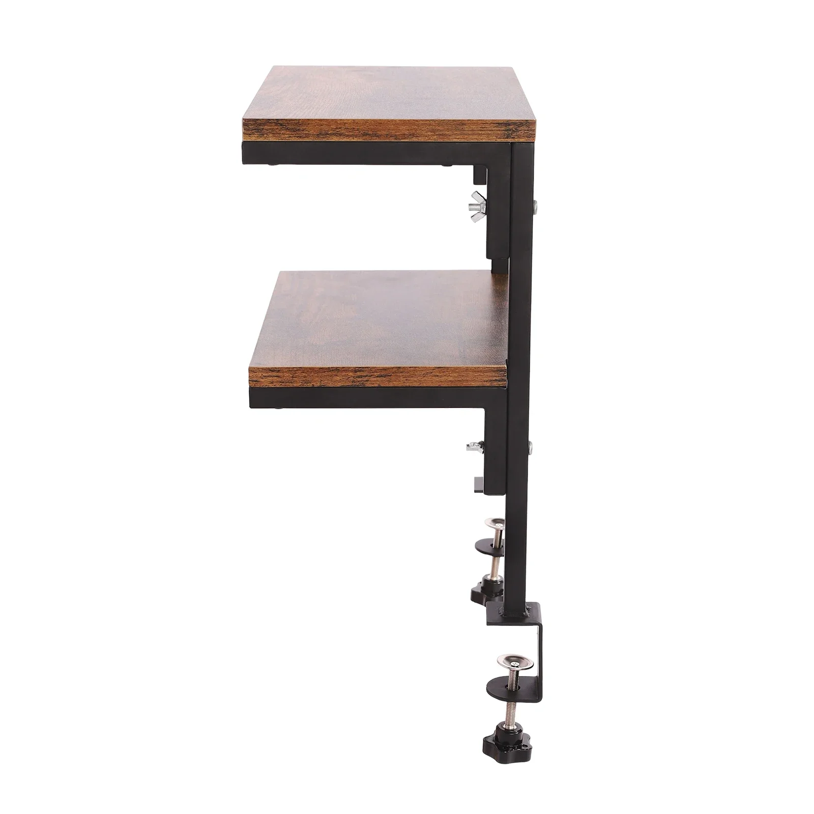 2-tier 42cm Clamp On Desktop Storage Shelf Total Load Bearing Capacity 20kg Rectangular