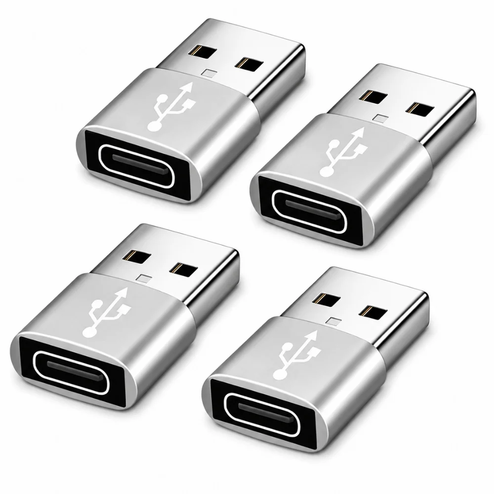 4-Pack USB-C Female to USB-A Male Adapter, Type-C to USB-A Adapter Converter Compatible to Phones, Tablets and Computers