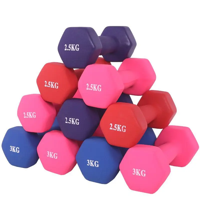 Custom Logo Home Use Fitness Gym Weight Hex Equipment Rubber 1kg 5kg Man Women Pink Dumbbell