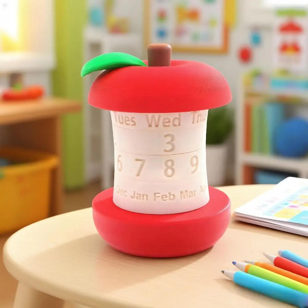 

tating Design 3D Printed Calendar Unique Gift Funny Creative Calendar Modern Decor Fruit Core Shape Rotating Calendar