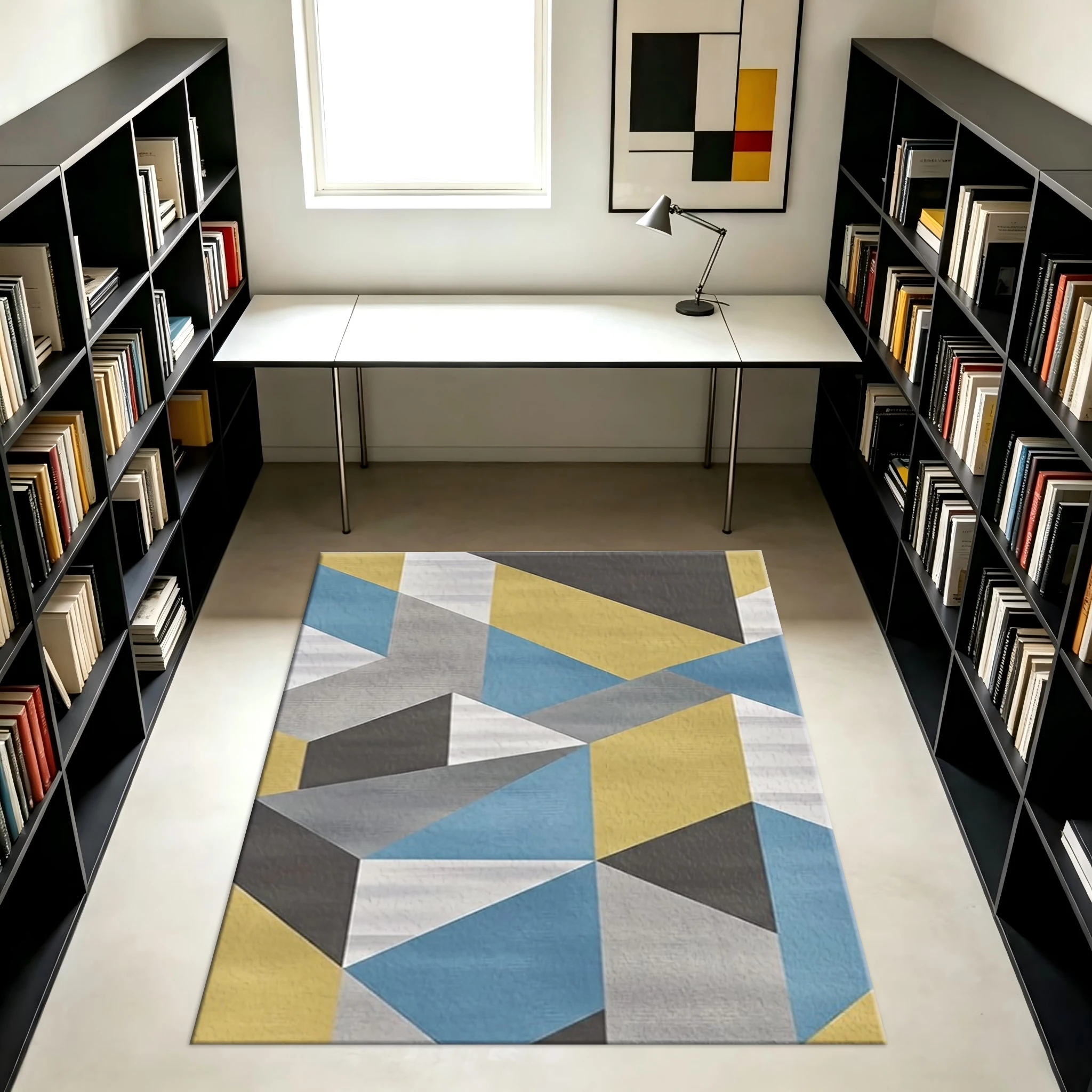 Modern Abstract Geometric Triangle Carpet Color-Block Square Carpet Soft Non-Slip Washable Floor Mat Suitable for Home Decoration
