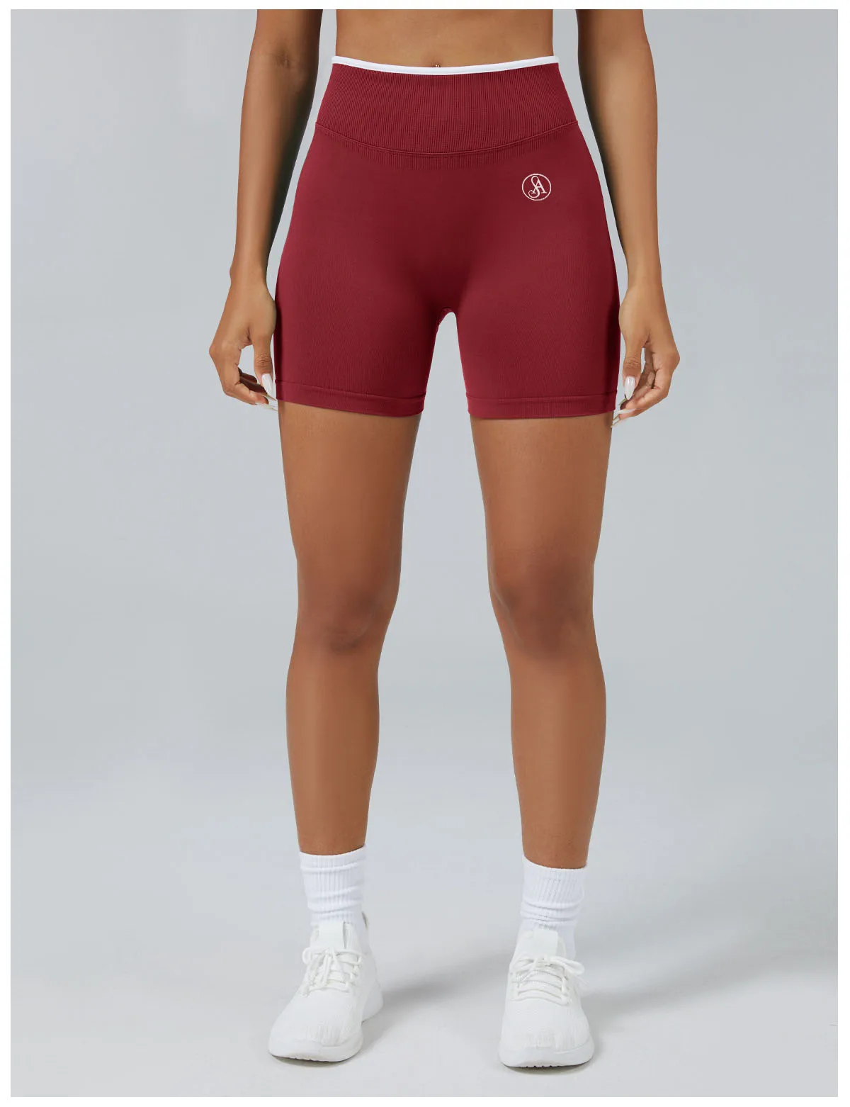 

Allure The Brand Women's Seamless Gym Solid Color Sports Shorts White Waist Tight High Waist Hip Lifting Yoga Pants Running Spor