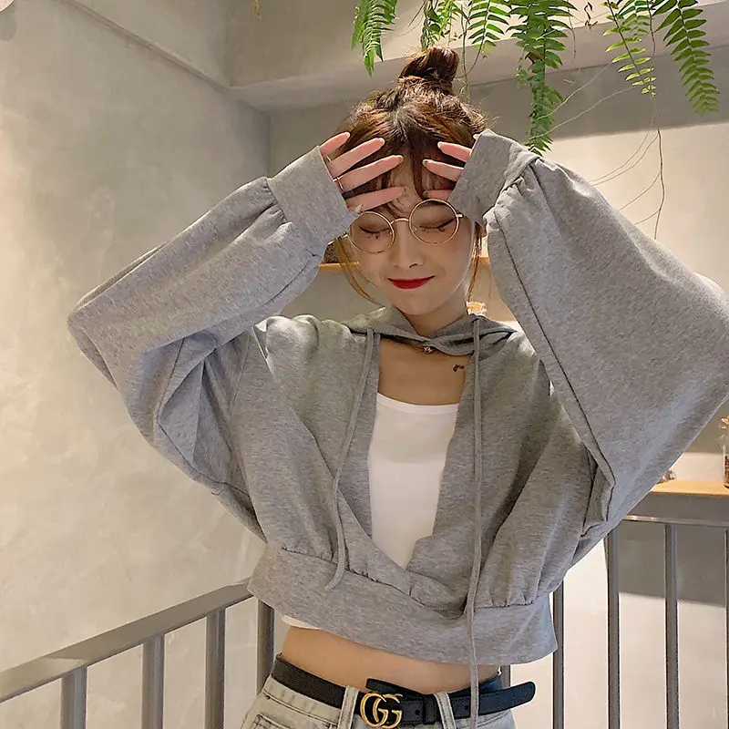 Cropped Hoodies Women Fashionable Solid Hollow Out All-match Stylish Leisure Female Ulzzang Chic Korean Version Streetwear Retro