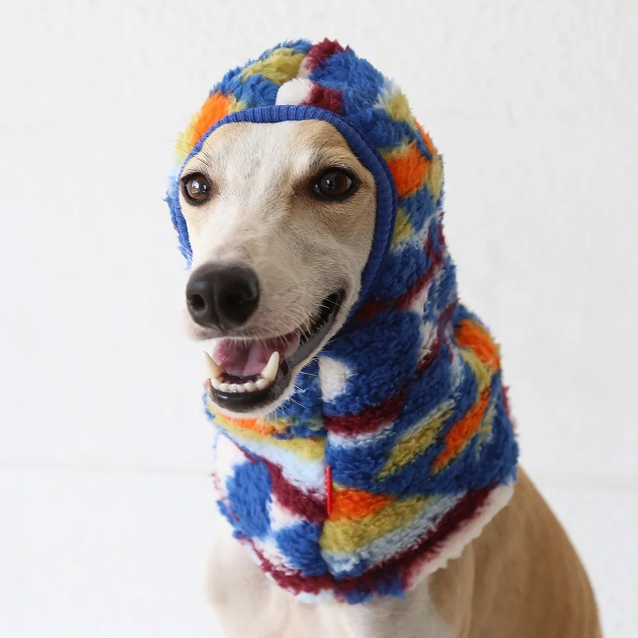 Modieuze handgemaakte Italiaanse windhond pluche anti-vriesmuts voor de winter, hondenhoofddecoratie, warme muts voor whippets, geluidsdichte hondenmuts.