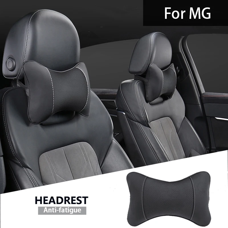 1Pcs Car Seat Headrest Leather Auto Interior Head Neck Pillow For MG HS 2022 ZST ZS MG3 MG5 MG6 MG7 GT GS Hector ZX EZS EHS MG3X