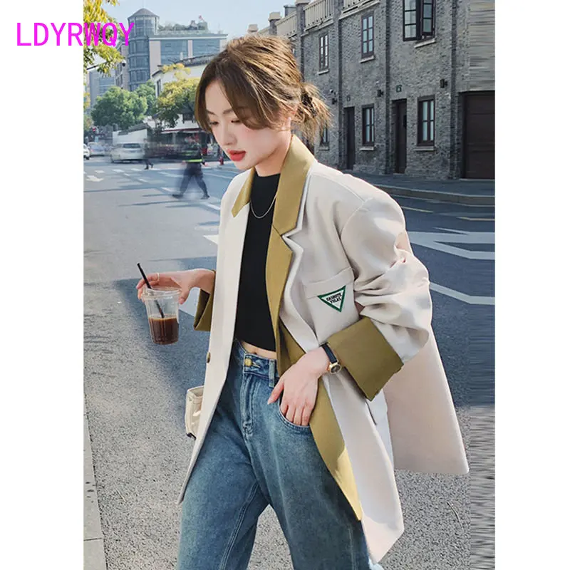 Contrast color suit jacket for women\'s 2023 spring and autumn new Korean style suit