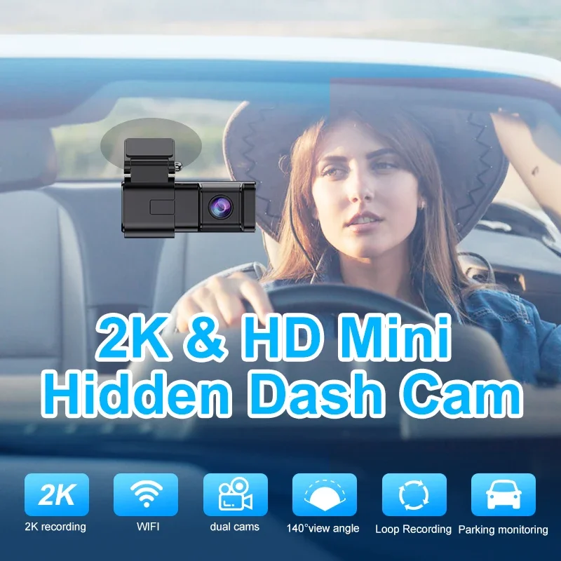 2K Dash Cam Car DVR WiFi Dual Lens Loop Recording Night Vision Parking Monitor Registrar Auto Camera