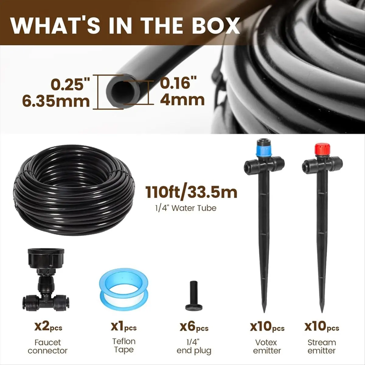 ABZT 110FT Quick-Connect Drip Irrigation Kit, Garden Watering System DIY Automatic Irrigation Equipment Set for Lawn Raised