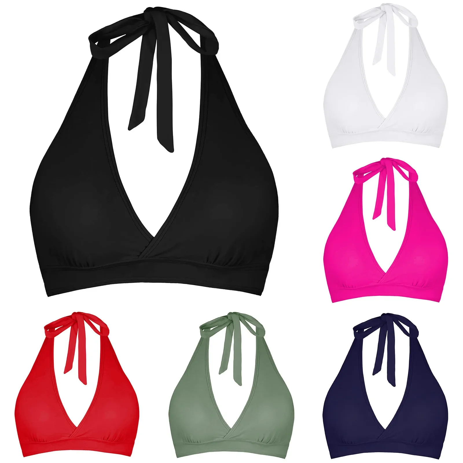

Бикини Бюстгальтер Топ Push Up Swim Crop Top Сексуальный V-образный вырез с завязкой на спине Купальники Однотонная пляжная одежда Цельный купальник Нижнее белье Купальный костюм