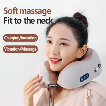 U자형 전기 목 마사지기, 다기능 어깨 주무르기, 가열 마사지기, 휴대용 여행, 가정용 자동차 사용 마사지 베개
