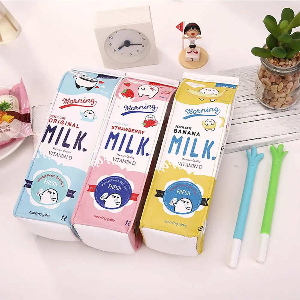 Korean Version of Primary and Secondary School Student Creative Cute Small Fresh Interest Simulation Milk Carton Simple Pen Bag