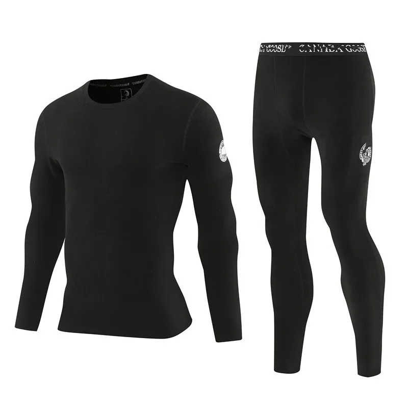 Winter Thermal Underwear Set Men Fleece Lined Warm Underwear Top & Pants Thickened Quick Dry Wicking Base Layer for Men
