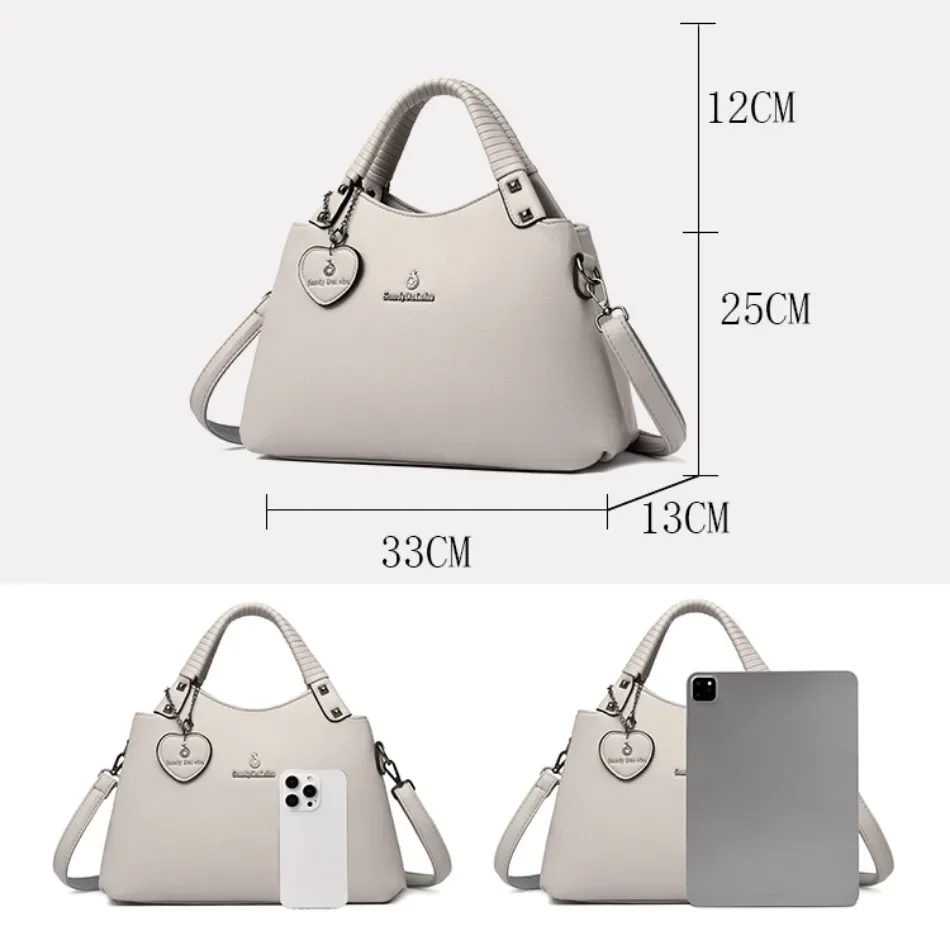 Bolso de hombro de cuero suave genuino para mujer, bolso de mano de lujo, bolso de mensajero informal de diseñador, gran oferta