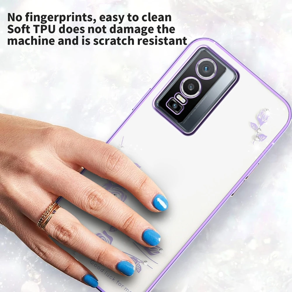 Glitter Phone Case for Vivo Y78 Plus Y77 Y76 Y75 Y74S Y56 Y55 Y36 Y35 Y33S Y29 Y28 4G Rhinestone Transparent Soft TPU Back Cover